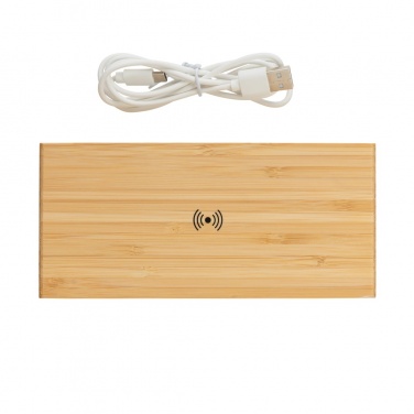 Logotrade promotional giveaway image of: Bamboo alarm clock with 5W wireless charger