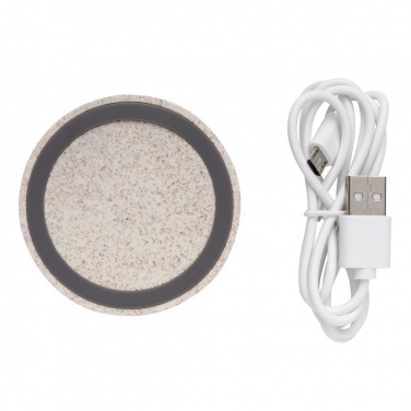 Logotrade promotional product picture of: Wheat Straw 5W round wireless charging pad