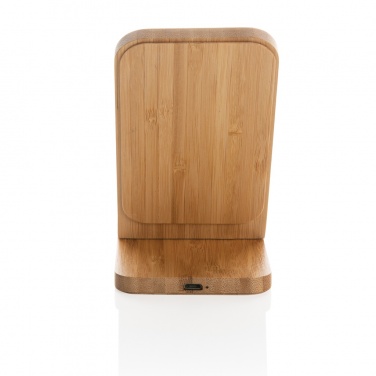Logo trade promotional merchandise photo of: Bamboo 5W wireless charging stand
