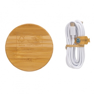 Logotrade promotional product image of: Bamboo 15W wireless charger