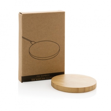 Logo trade promotional merchandise photo of: Bamboo 15W wireless charger