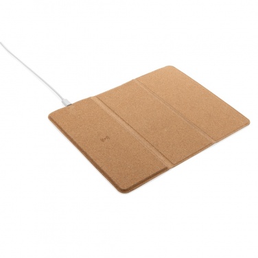 Logo trade promotional gifts image of: 10W wireless charging cork mousepad and stand