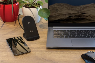 Logo trade advertising products image of: RCS recycled plastic double coil wireless stand 15W