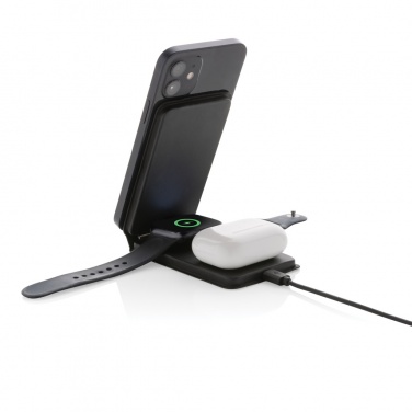 Logo trade corporate gift photo of: Swiss Peak RCS rPU 15W  3-in-1 magnetic wireless charger