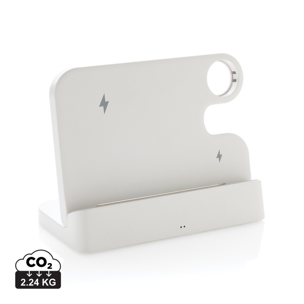 Logotrade promotional item picture of: Joltz RCS recycled plastic dual 15W charger with iWatch slot