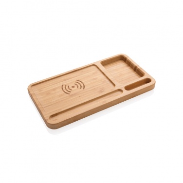 Logotrade promotional giveaway image of: Bamboo desk organiser 5W wireless charger