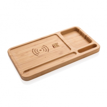 Logotrade promotional item image of: Bamboo desk organiser 5W wireless charger