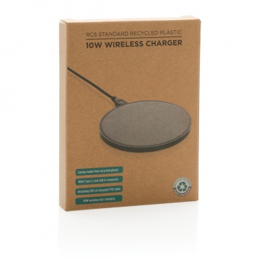 Logo trade promotional gifts picture of: RCS standard recycled plastic 10W wireless charger