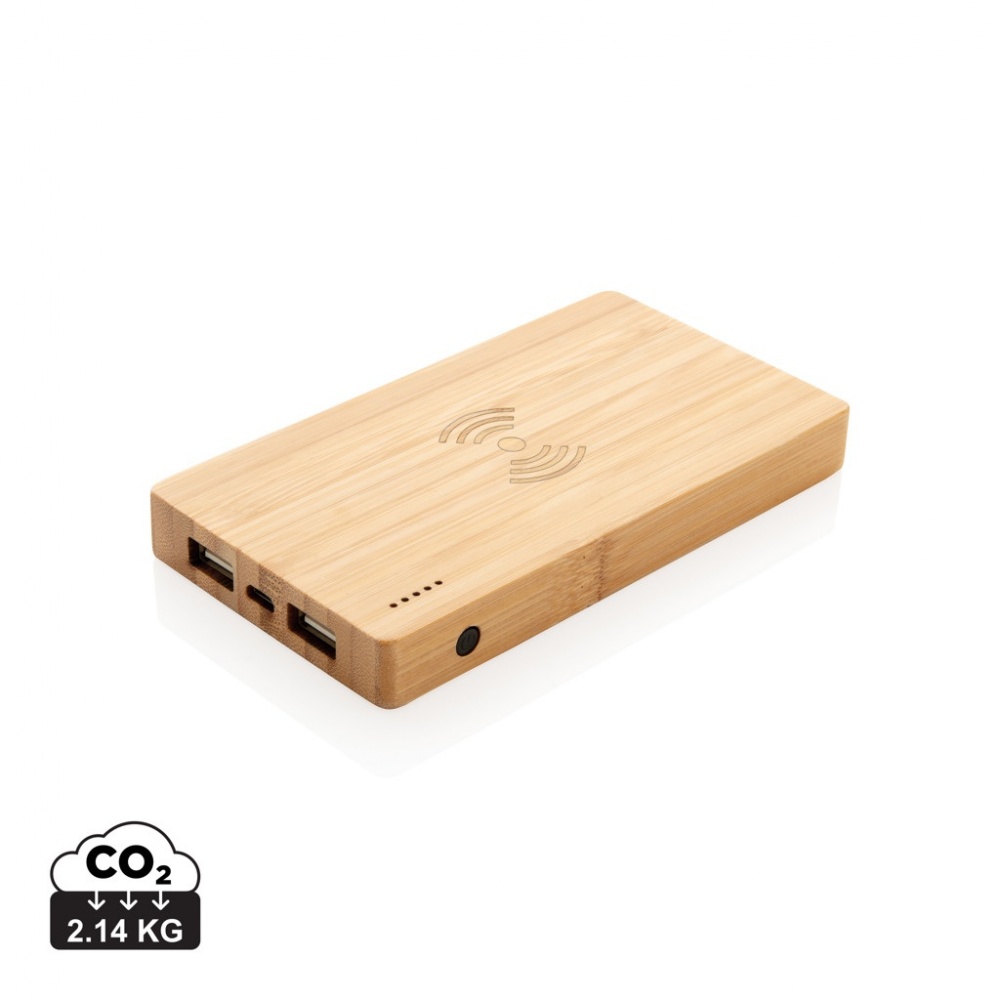 Logo trade advertising products picture of: Bamboo 4.000 mAh wireless 5W Powerbank