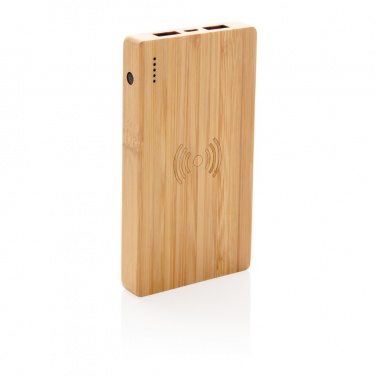 Logo trade promotional merchandise picture of: Bamboo 4.000 mAh wireless 5W Powerbank