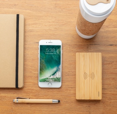 Logotrade corporate gift image of: Bamboo 4.000 mAh wireless 5W Powerbank