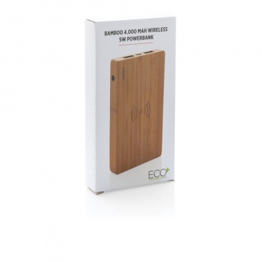 Logotrade business gifts photo of: Bamboo 4.000 mAh wireless 5W Powerbank