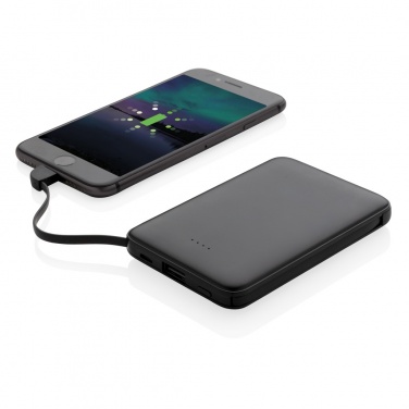 Logo trade promotional giveaway photo of: 5.000 mAh Pocket Powerbank with integrated cables