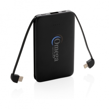 Logo trade promotional items image of: 5.000 mAh Pocket Powerbank with integrated cables