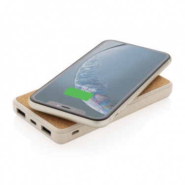 Logotrade promotional item image of: Cork and Wheat Straw 8.000 mAh 5W wireless powerbank