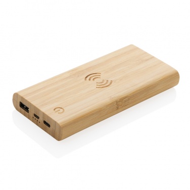 Logo trade promotional item photo of: Bamboo 8.000 mAh 5W wireless powerbank
