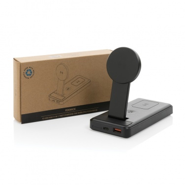 Logo trade promotional item photo of: Fenwick RCS recycled plastic 10000mah  3 in 1 fast powerbank
