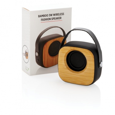 Logo trade promotional merchandise picture of: Bamboo 3W Wireless Fashion Speaker