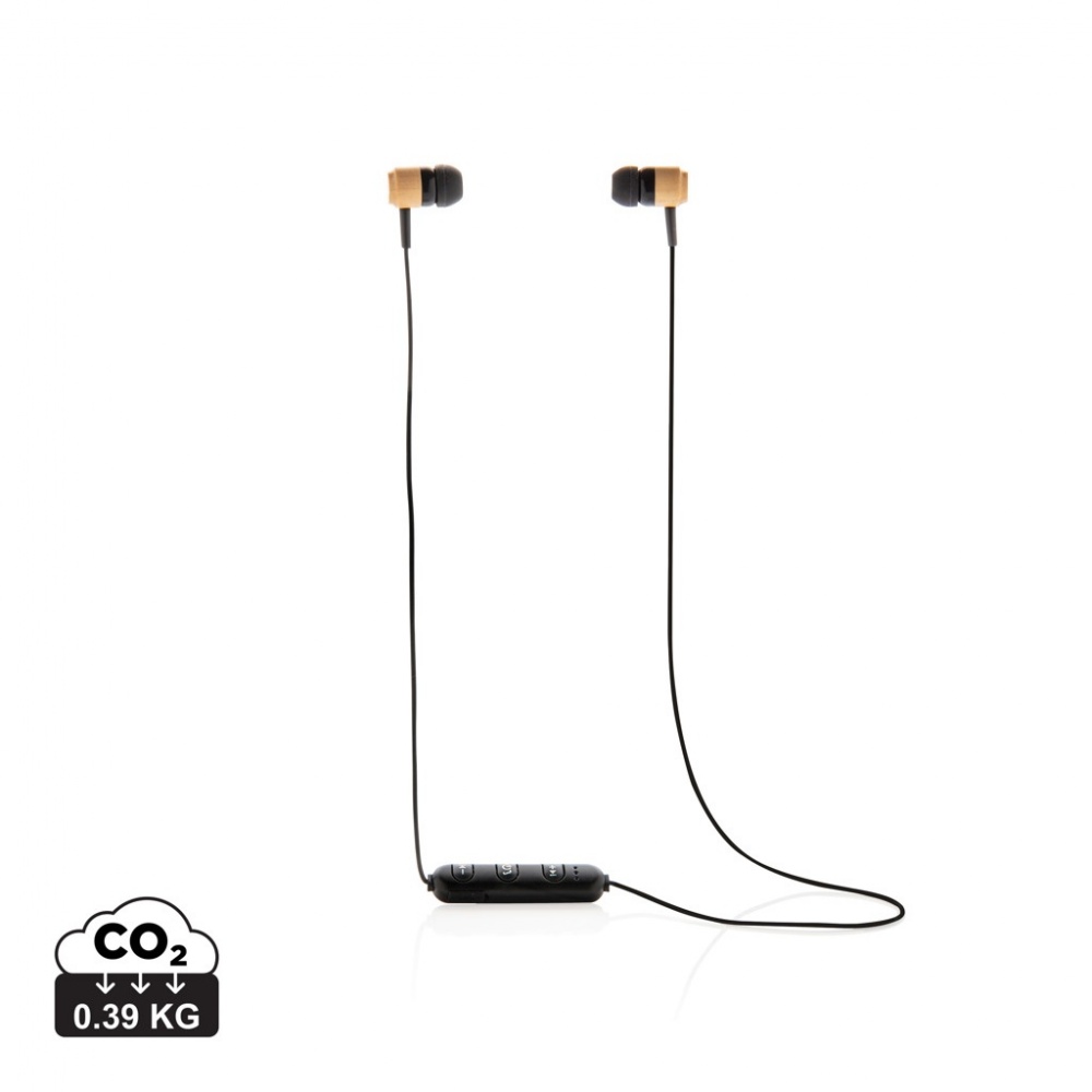 Logotrade promotional item image of: Bamboo wireless earbuds