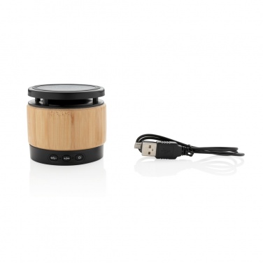 Logotrade corporate gift picture of: Bamboo wireless charger speaker