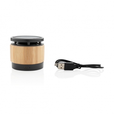 Logotrade corporate gift image of: Bamboo wireless charger speaker