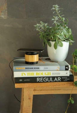 Logo trade promotional gift photo of: Bamboo wireless charger speaker