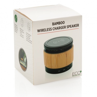 Logotrade promotional giveaway image of: Bamboo wireless charger speaker