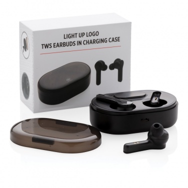 Logotrade promotional gift picture of: Light up logo TWS earbuds in charging case