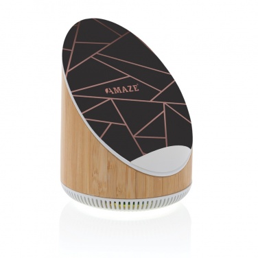 Logo trade corporate gifts picture of: Ovate bamboo 5W speaker with 15W wireless charger