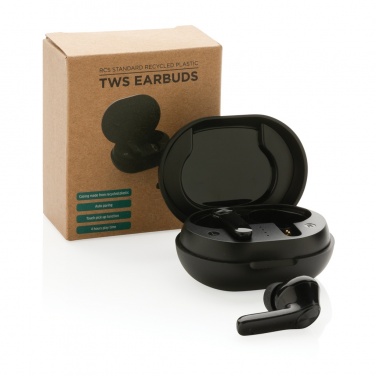 Logo trade business gifts image of: RCS standard recycled plastic TWS earbuds