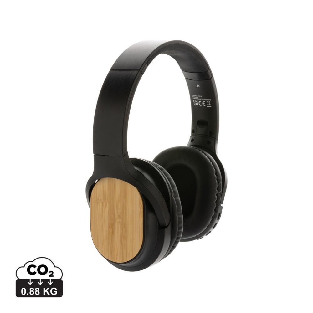 Logotrade corporate gift image of: RCS and bamboo Elite Foldable wireless headphone