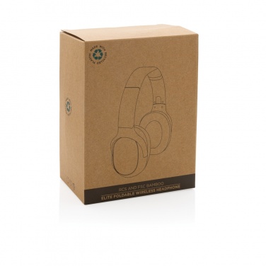 Logo trade promotional gifts image of: RCS and bamboo Elite Foldable wireless headphone