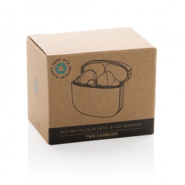 Logo trade promotional giveaway photo of: Bamboo TWS earbuds with RCS recycled plastic