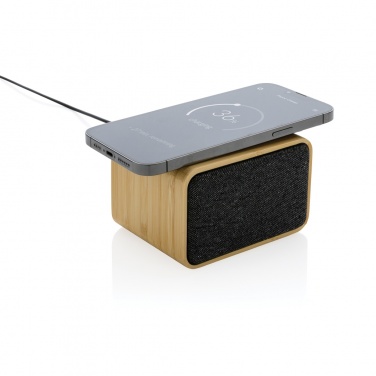 Logo trade promotional item photo of: RCS Rplastic 3W speaker with bamboo 5W wireless