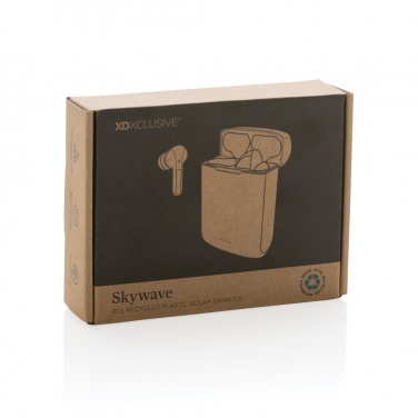 Logotrade promotional giveaway image of: Skywave RCS recycled plastic solar earbuds