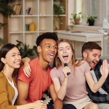 Logo trade promotional gifts picture of: Singvibe RCS recycled plastic karaoke set with double mic