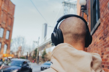 Logo trade promotional merchandise photo of: Irvine RCS recycled and repairable ANC wireless headphone