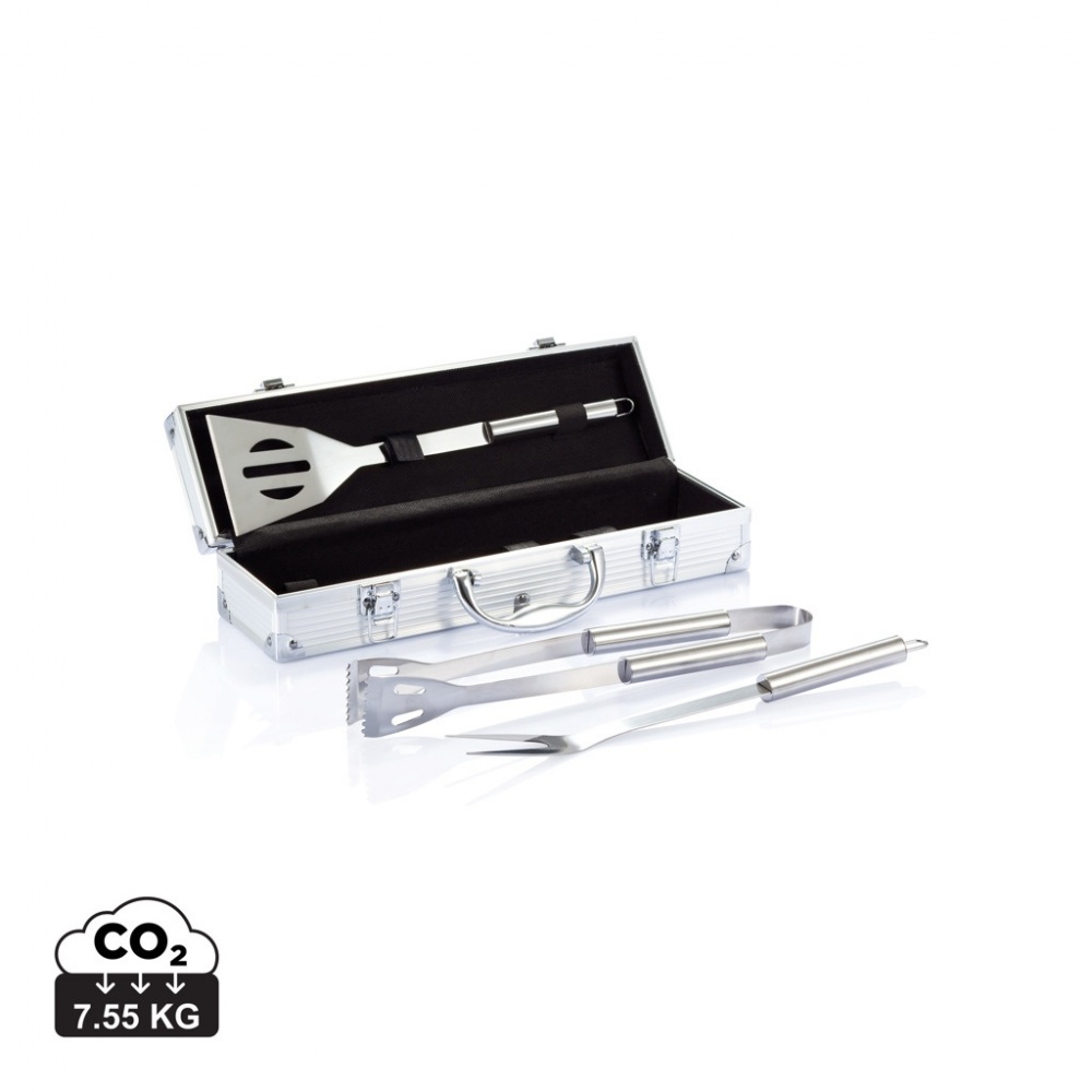 Logotrade promotional merchandise picture of: 3 pcs barbecue set in aluminium box