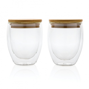 Logotrade promotional products photo of: Double wall borosilicate glass with bamboo lid 250ml 2pc set