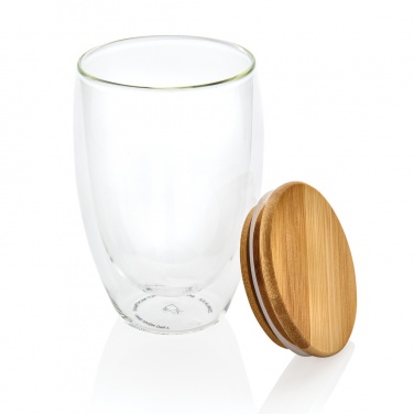 Logotrade promotional products photo of: Double wall borosilicate glass with bamboo lid 350ml