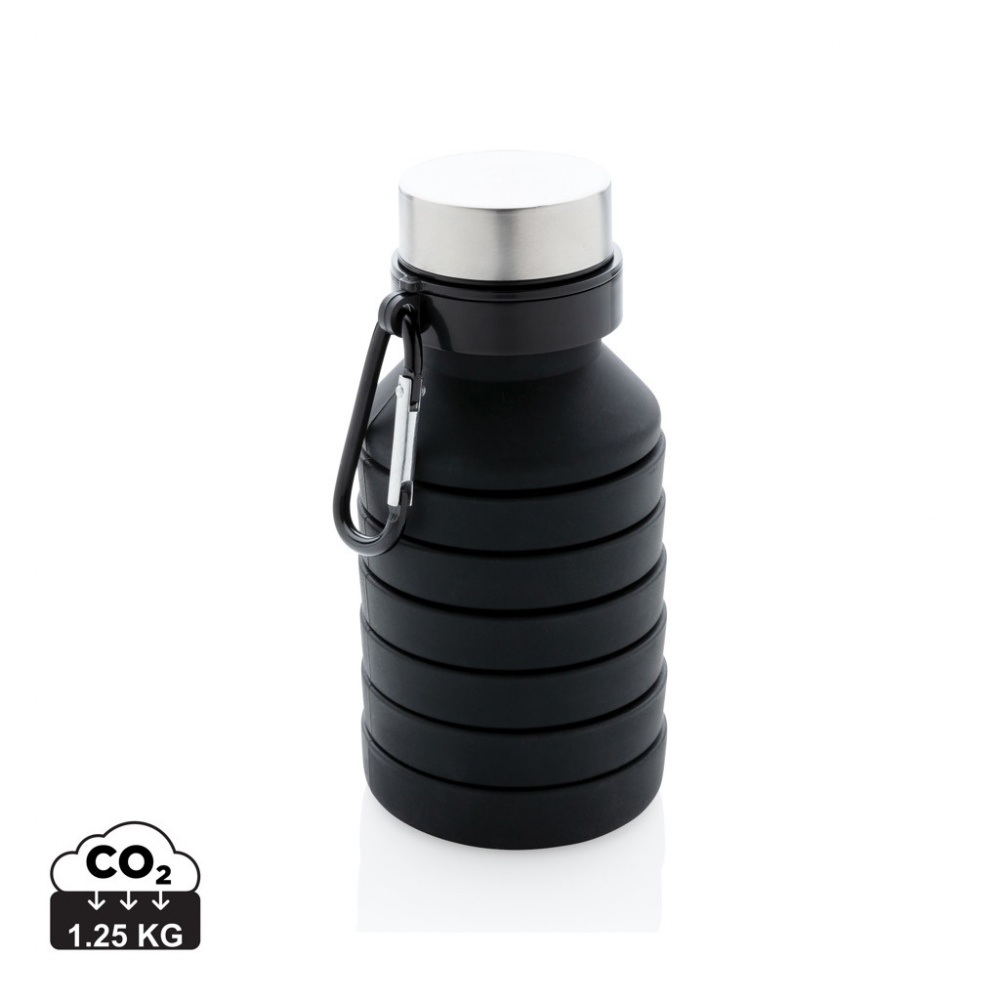 Logo trade promotional giveaways picture of: Leakproof collapsible silicone bottle with lid