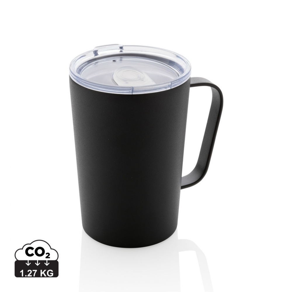 Logotrade promotional merchandise image of: RCS Recycled stainless steel modern vacuum mug with lid