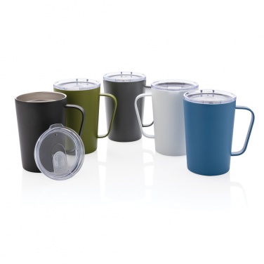 Logo trade promotional merchandise picture of: RCS Recycled stainless steel modern vacuum mug with lid