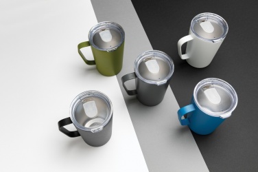 Logotrade promotional merchandise image of: RCS Recycled stainless steel modern vacuum mug with lid