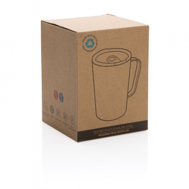 Logo trade corporate gifts picture of: RCS Recycled stainless steel modern vacuum mug with lid
