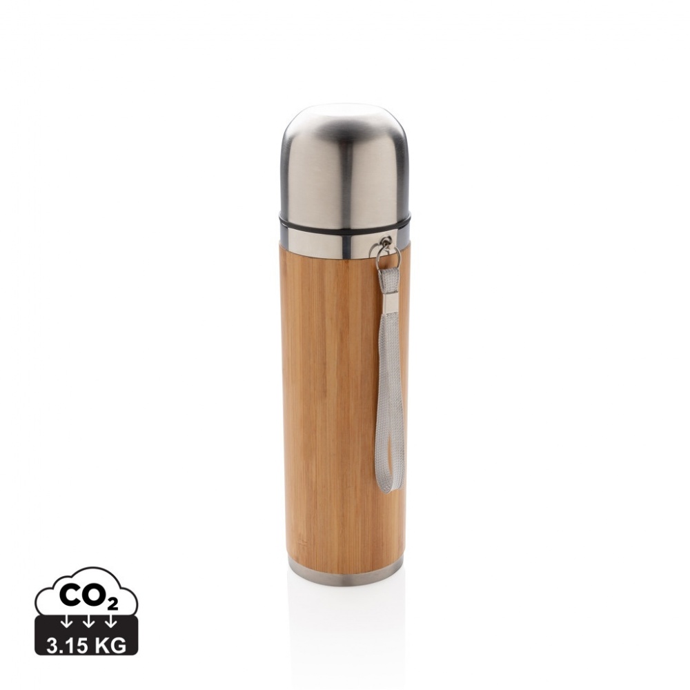Logo trade promotional merchandise picture of: Bamboo vacuum travel flask