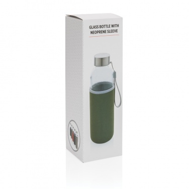 Logo trade promotional giveaways image of: Glass bottle with neoprene sleeve