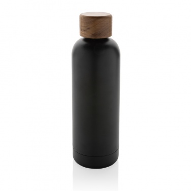 Logo trade business gifts image of: Wood RCS certified recycled stainless steel vacuum bottle