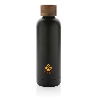 Logo trade advertising products image of: Wood RCS certified recycled stainless steel vacuum bottle