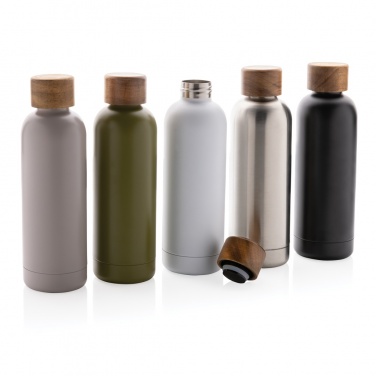 Logo trade business gift photo of: Wood RCS certified recycled stainless steel vacuum bottle